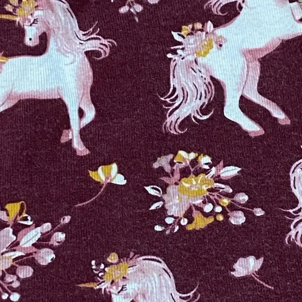 Member's Mark Girls Unicorn Floral Pajama Pants 3T Maroon Cotton Bottoms Only
